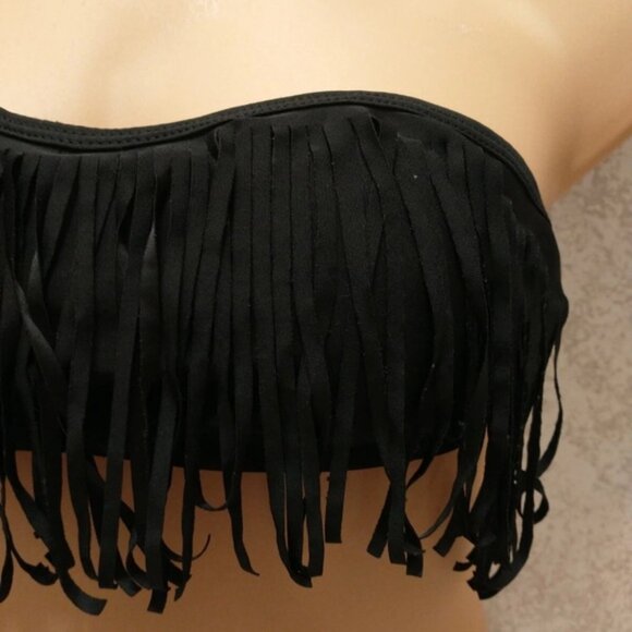 Xhilaration Black Fringe Bikini with Colorful Floral Bottom - Picture 4 of 12
